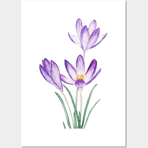 purple crocus flower watercolor Wall Art by colorandcolor